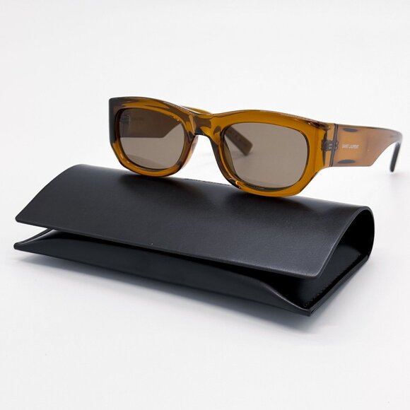 NEW SAINT LAURENT SUNGLASSES SL713 003 BROWN UNISEX - Picture 2 of 10